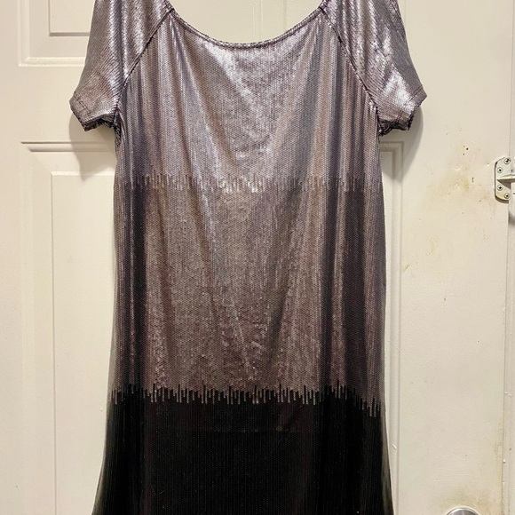 Free People Short Sleeve Drenched In Sequins Mini Dress Ombré Size Medium - Picture 2 of 5